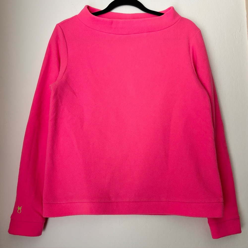 Dudley Stephens Brighton Boatneck Vello Fleece Size Medium Bright Pink Cozy Warm
